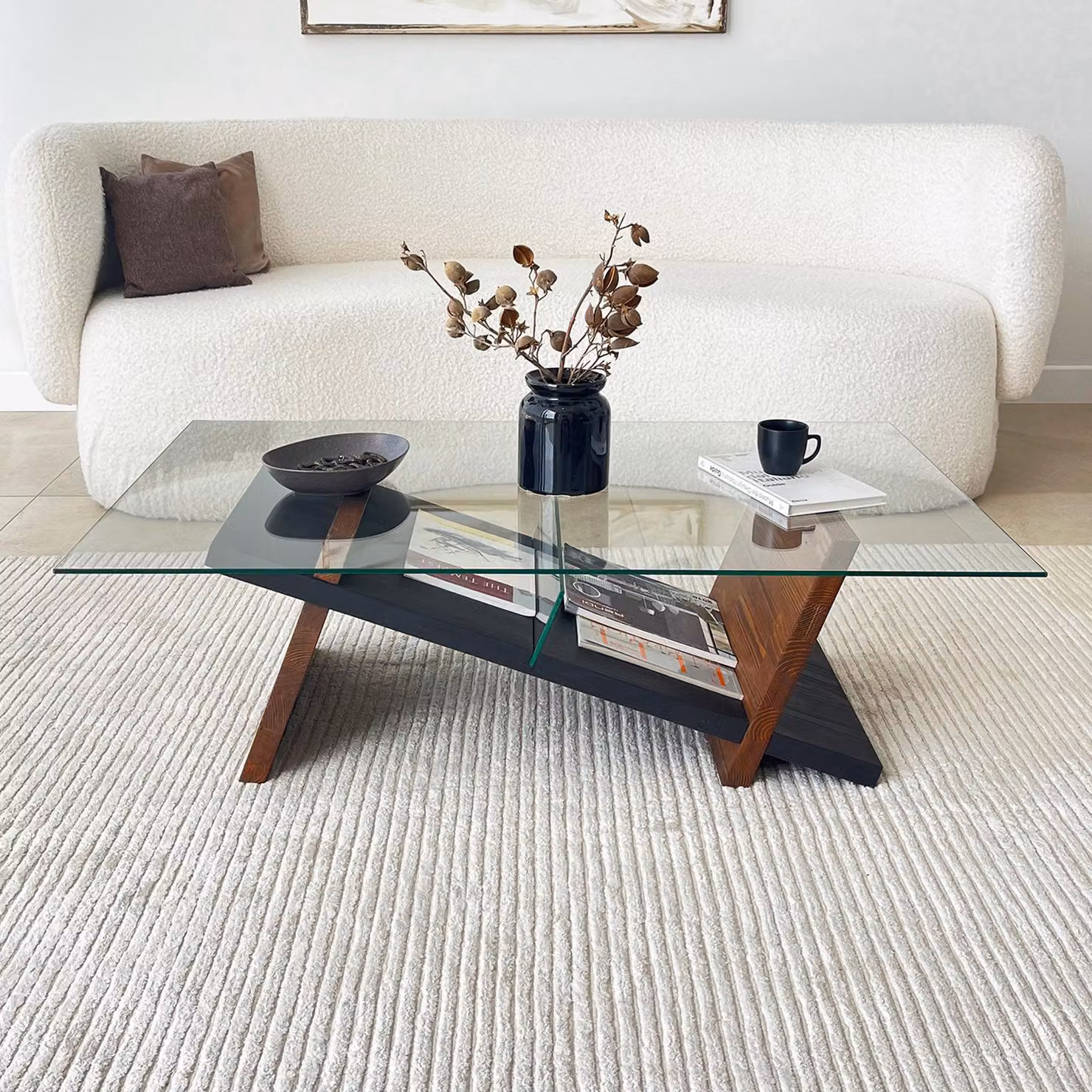 Incarico - Tavolino da Salotto, 105x65x31h cm Marrone Noce, un Vano