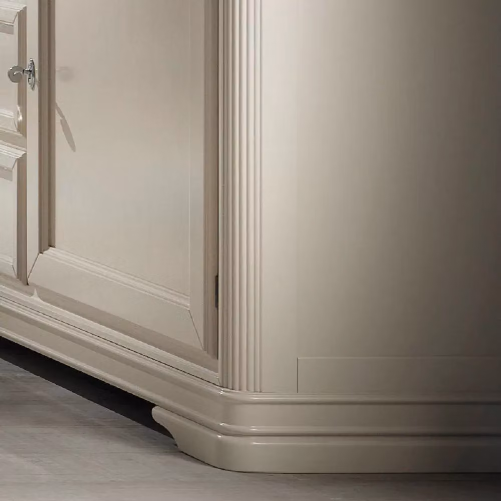 Cristalliera shabby chic in legno massello con 4 ante in vetro e 3 cassetti beige opaco Mobili 2G L/P/H: 180 x 50 x 220 cm – 3