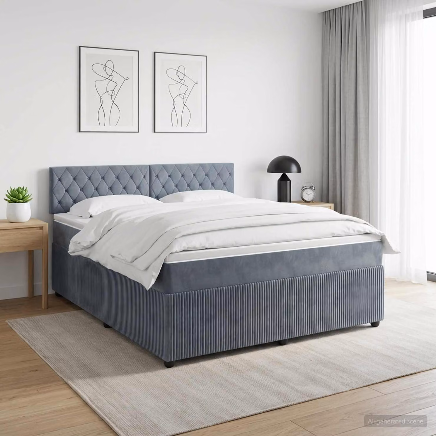 Maison Exclusive - Letto boxspring con materasso grigio scuro 140 x 200 cm velluto