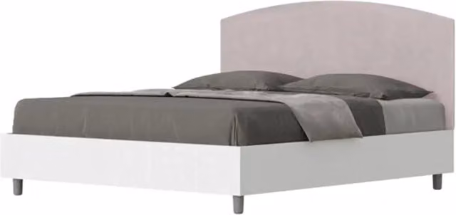 Letto matrimoniale contenitore 160x190 bianco frassino testata microfibra glicine Antilia