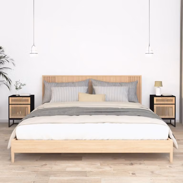 Set di 2 comodini vidaXL neri in legno e ferro in stile scandinavo L/P/H: 40 x 30 x 55,5 cm