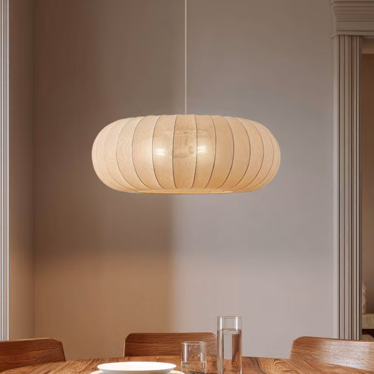 Lampada a sospensione Helin Lindby, dimmerabile, Crema / Ambra, Soggiorno / Sala da pranzo, Tessuto / Stoffa / Seta, Scandinavo, Lampada a sospensione