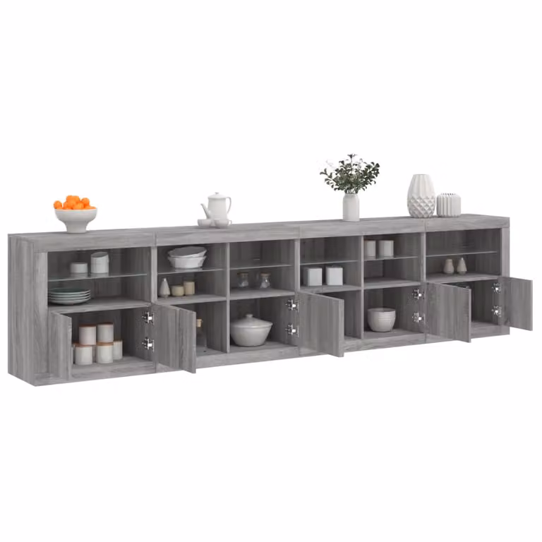 Credenza moderna vidaXL con luci LED Grigio Sonoma L: 283 cm, P: 37 cm, H: 67 cm