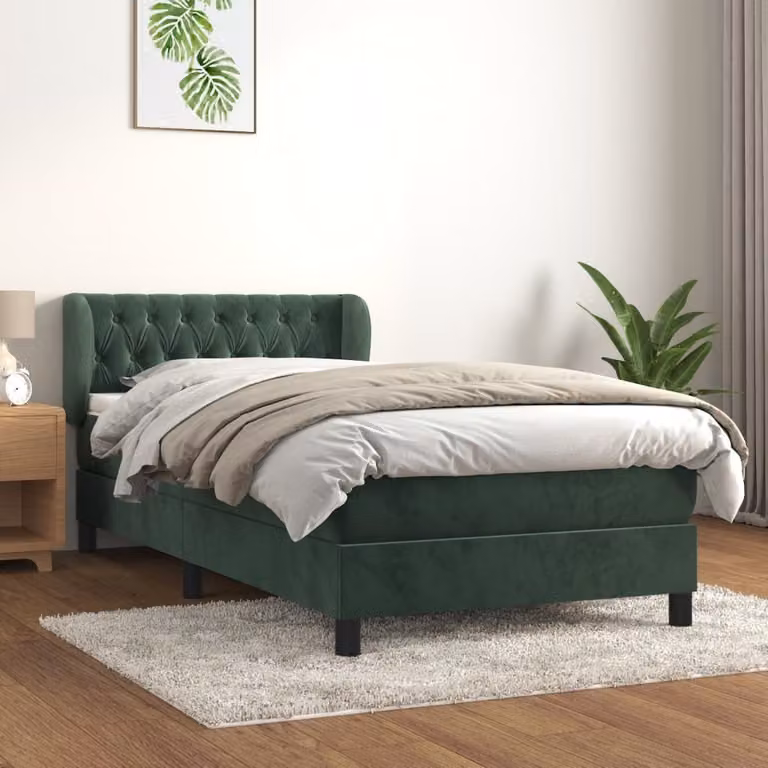 Maison Exclusive - Giroletto a Molle con Materasso Verde Scuro 90x200 cm Velluto