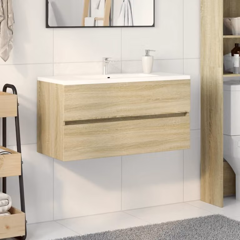 Mobile Lavabo vidaXL Rovere Sonoma in Legno Multistrato Marrone, L: 90 cm, P: 38,5 cm, H: 45 cm