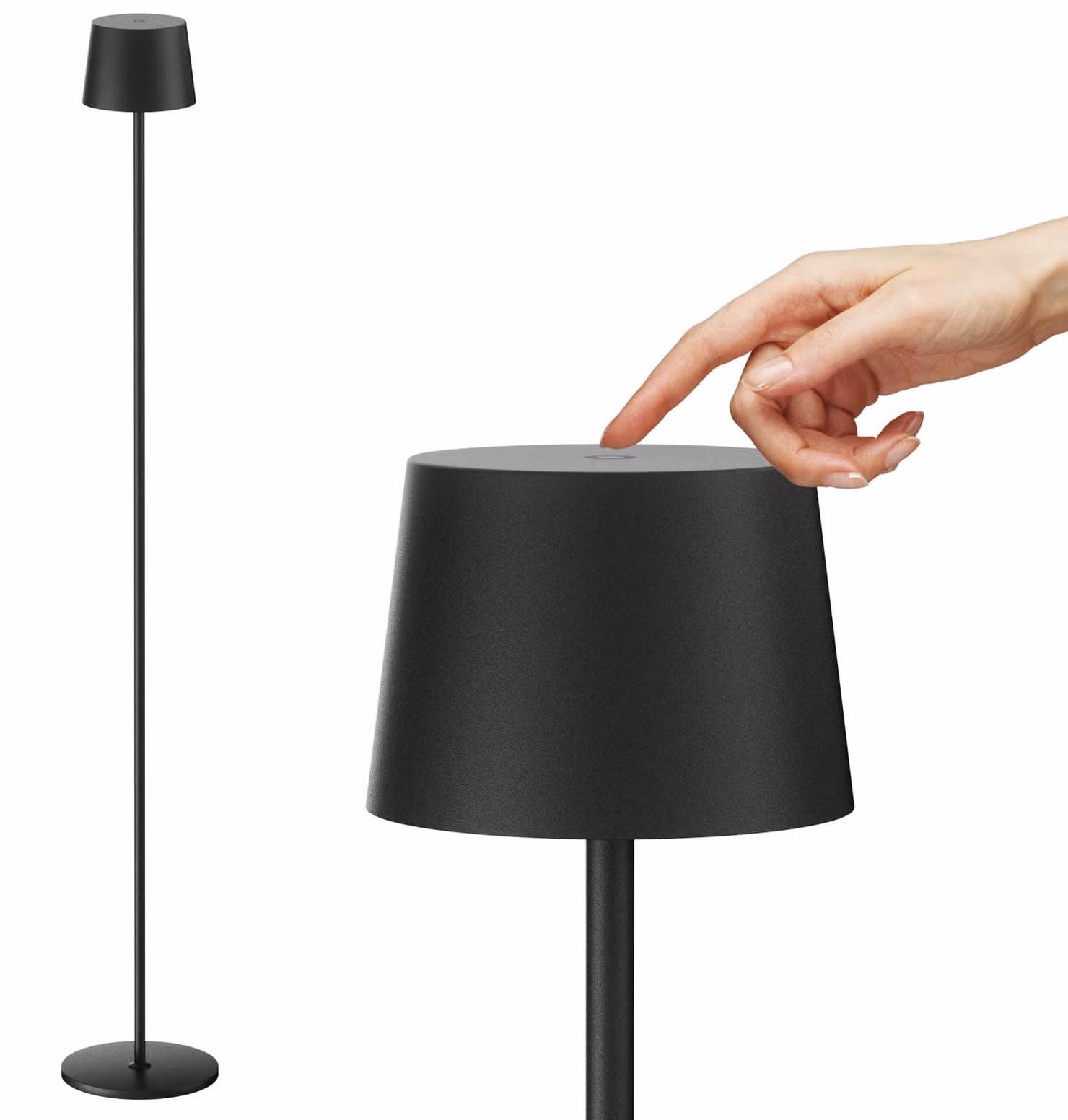 Lampada da terra a LED, altezza 130 cm, con dimmer, controllo touch, realizzata in alluminio, colore nero