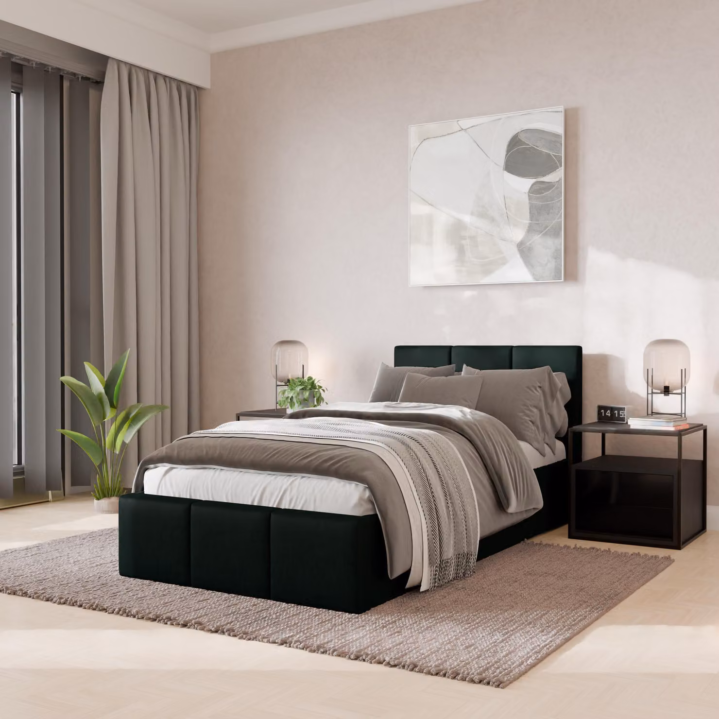 Muralo Letto imbottito per camera da letto Letto imbottito con rete Letto con testiera imbottita Letto singolo 90x200 Letto con contenitore Verde bottiglia