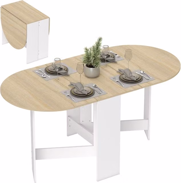 Tavolo da pranzo pieghevole ovale ¨C Xylo ¨C legno naturale fino a 6 persone salvaspazio