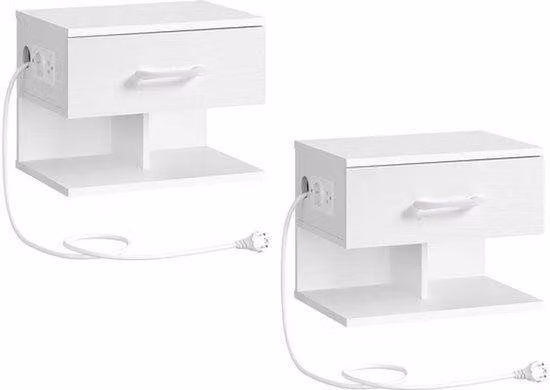 Lampada da comodino - Bianco - Lampada da comodino multifunzionale - Ideale per la camera da letto - Pratica presa di corrente integrata