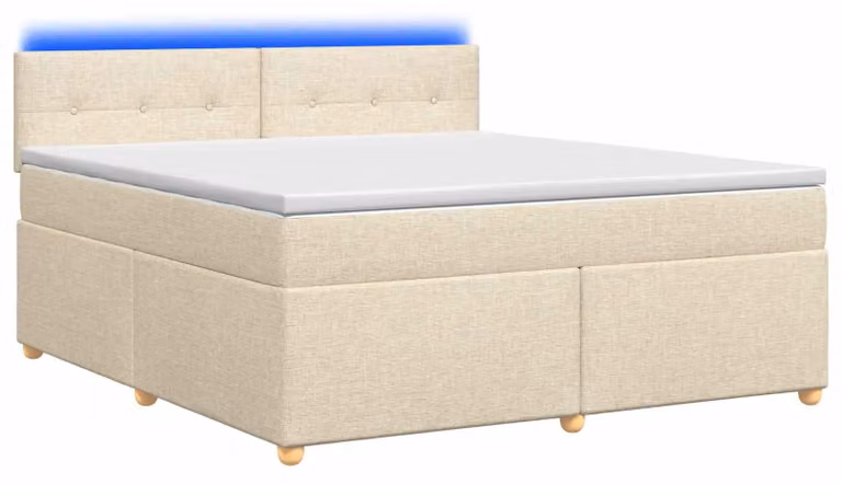 Letto a molle con materasso crema 180 x 200 cm in tessuto