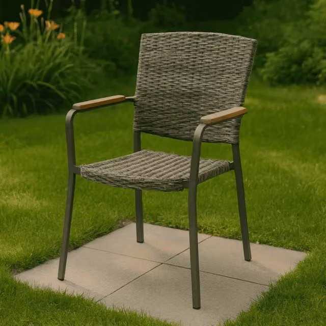 Sedia da pranzo SINTRA Dining in polyrattan e alluminio HARTMAN, impilabile e resistente alle intemperie, disponibile in antracite, marrone o grigio