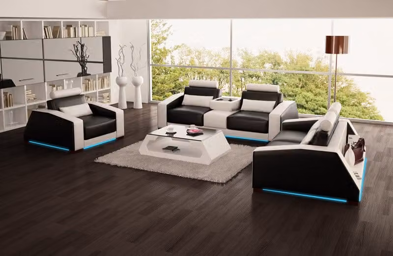 Ledersofa Couch Sofagarnitur 3+2+1 Sitzer Garnitur Design Modern Sofa R7001