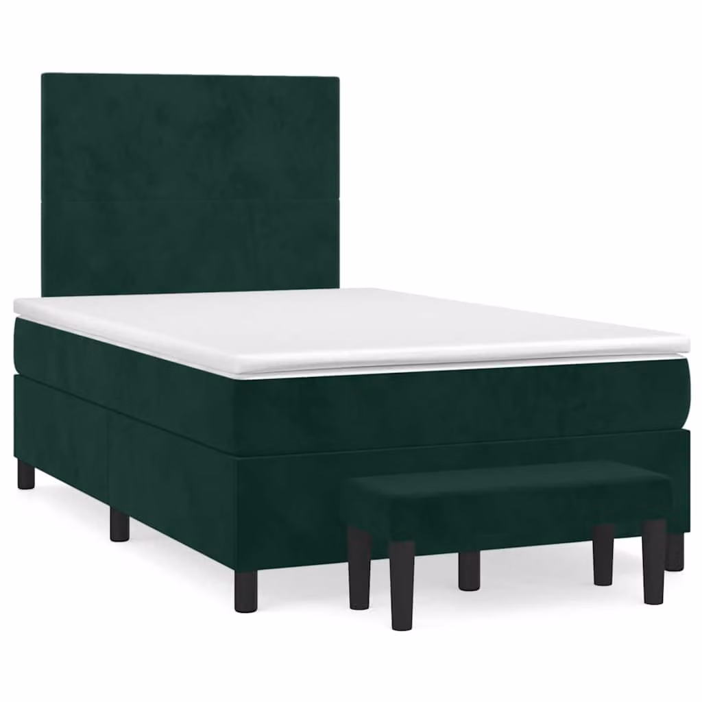 Giroletto a Molle con Materasso vidaXL in Velluto Verde e Bianco L/P/H: 120 x 200 cm