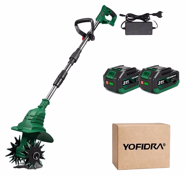 Fresa da giardino elettrica, modello portatile, lavorazione efficiente, 2 batterie