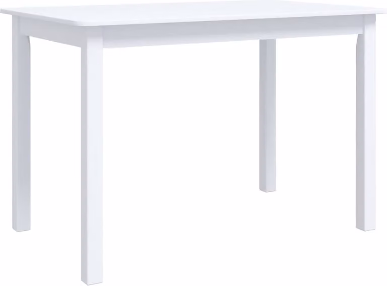 Tavolo da Pranzo Bianco 114x71x75cm in Legno Massello di Hevea