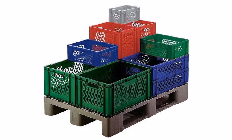LA-KA-PE Contenitore da trasporto impilabile L600xL400xH320mm - TK600/320-1 GRIGIO