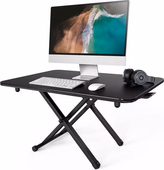 Postazione di lavoro modulabile, tavolo per due monitor, 78x52 cm, nero, postazione con ammortizzatori a molla, superficie di scrittura