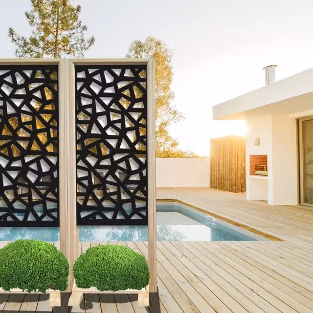 Paravento modulabile SEGMENTI Signorbit in legno e PVC nero L: 70 cm, P: 50 cm, H: 190 cm