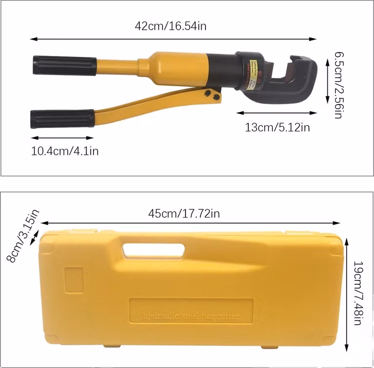 Taglierina idraulica, funzionamento manuale, design portatile, giallo