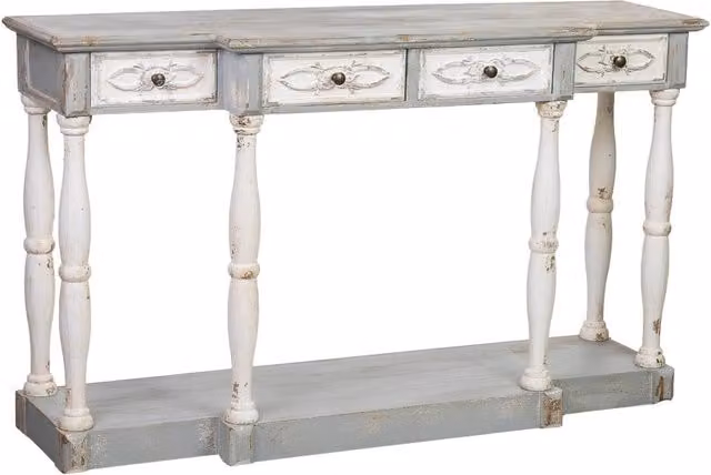 Mobile da ingresso in legno con 4 cassetti 142,5x42x85h cm