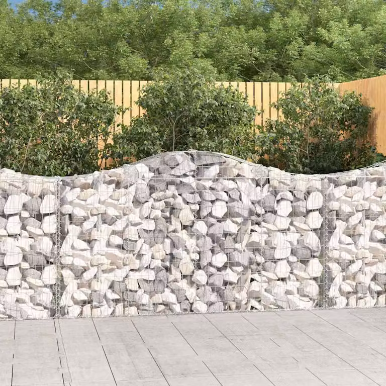 Set di 18 cesti gabbioni ad arco vidaXL in acciaio zincato grigio, L: 200 cm, P: 30 cm, H: 100/120 cm