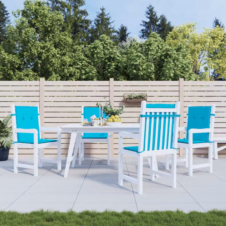 Set di 4 cuscini per sedia con schienale basso vidaXL in tessuto turchese, idrorepellenti e resistenti ai raggi UV