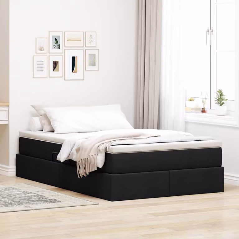 Letto con contenitore e materasso ibrido vidaXL Nero L/P/H: 200 x 120 x 48,5 cm