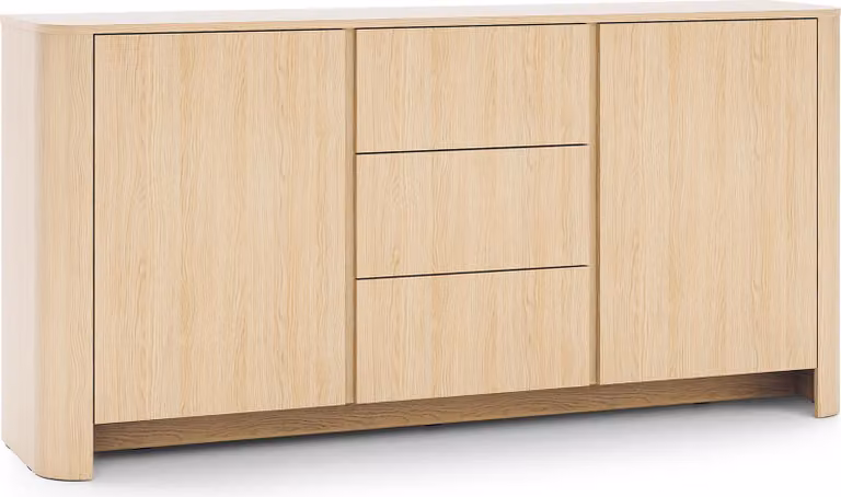 Mobile contenitore, impiallacciato in rovere Vicenza, color beige, dimensioni 168 x 84 x 39 cm