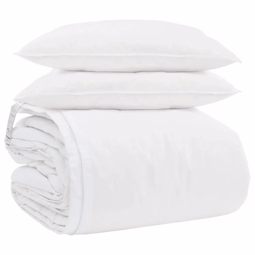 Set di 3 pezzi composto da piumone e cuscini vidaXL in cotone e piuma d'anatra bianco per adulti per l'inverno – 2