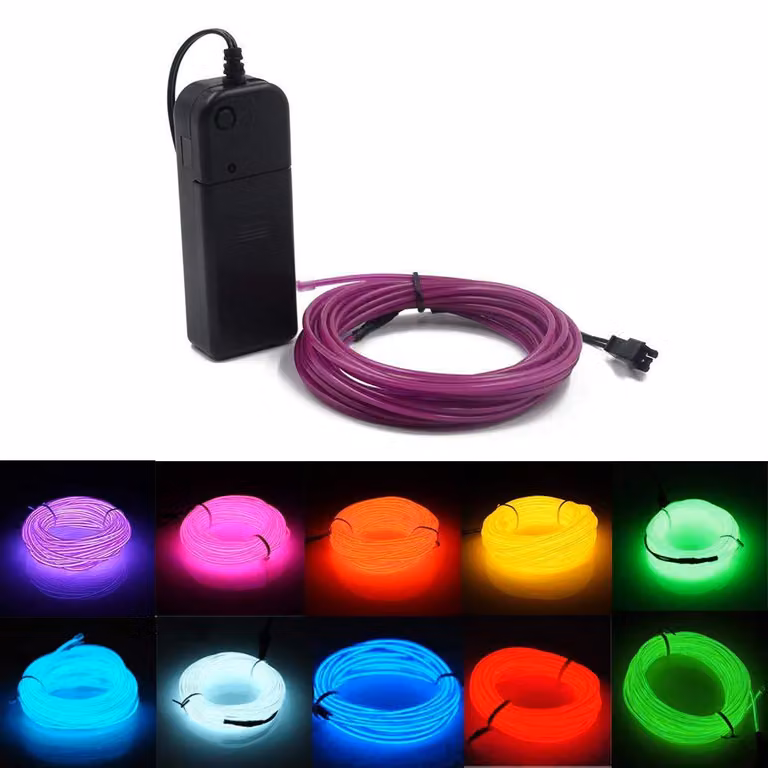 EL-Draht, 5 metri, flessibile, viola, con batteria integrata, per uso interno ed esterno