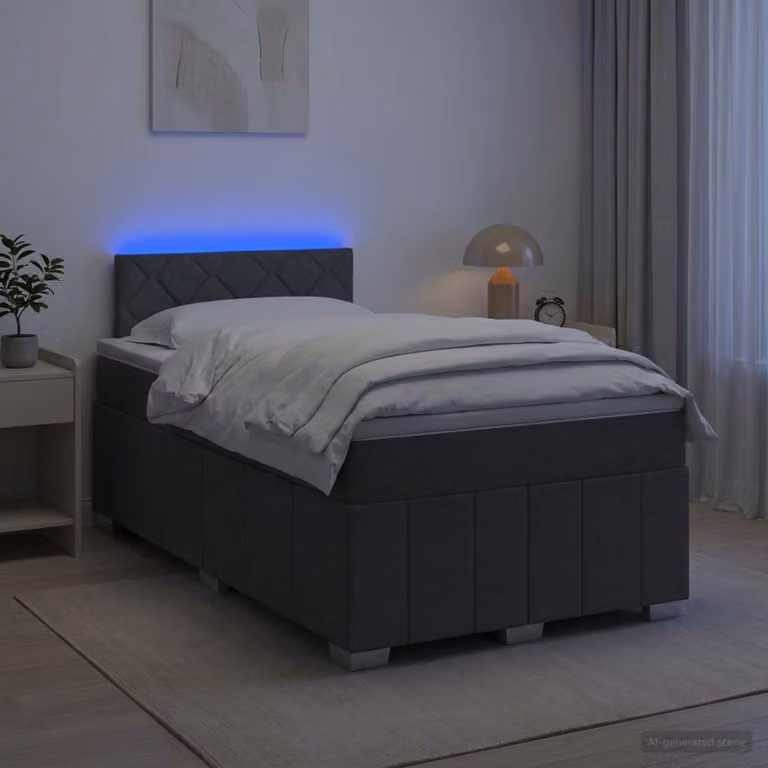 Letto box spring ibrido vidaXL con materasso a molle insacchettate e porta USB, Grigio, L/P: 120 x 200 cm