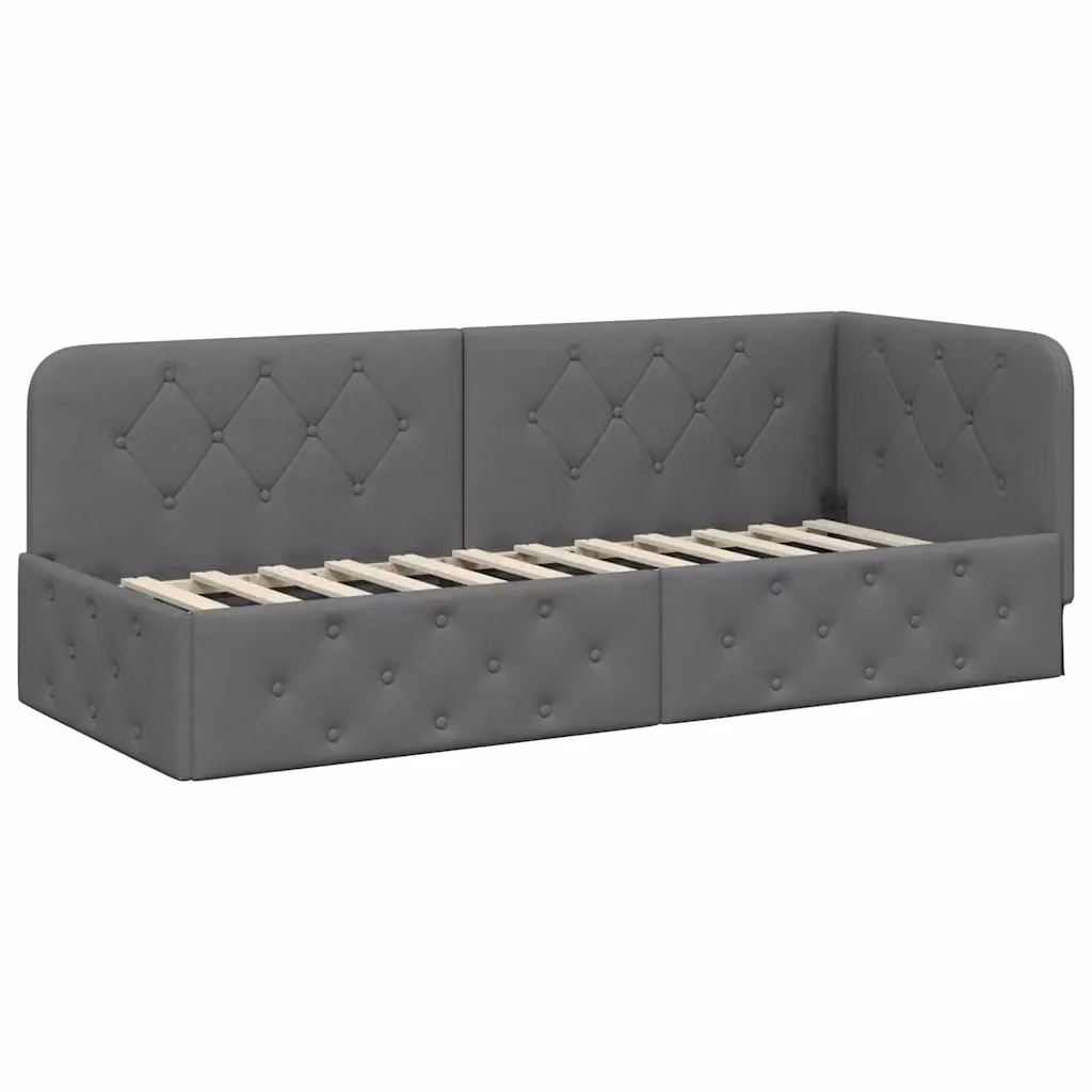 Cornice del letto ad angolo vidaXL in tessuto grigio, L 200 x P 80 x H 72 cm – 2
