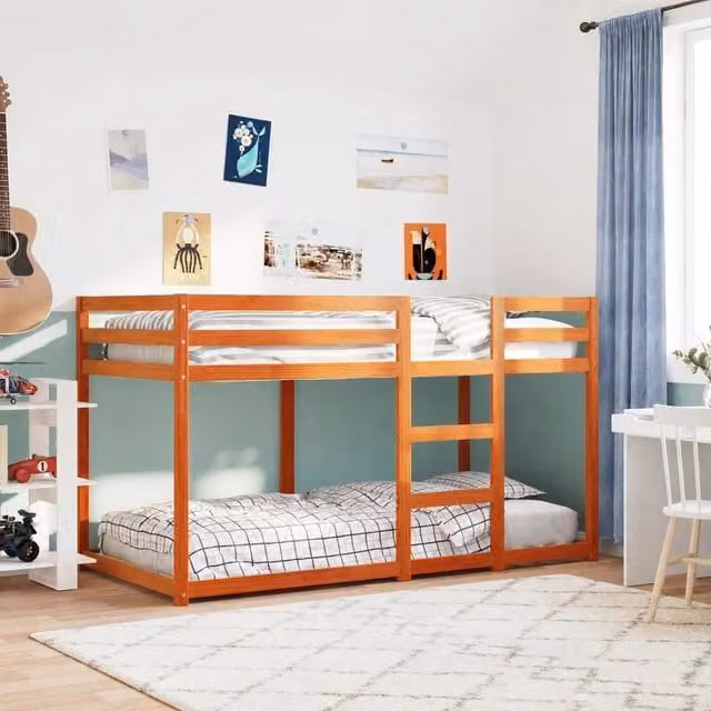 Bunk Bed, Wax Brown, 90x190 Cm, Solid Pine Wood