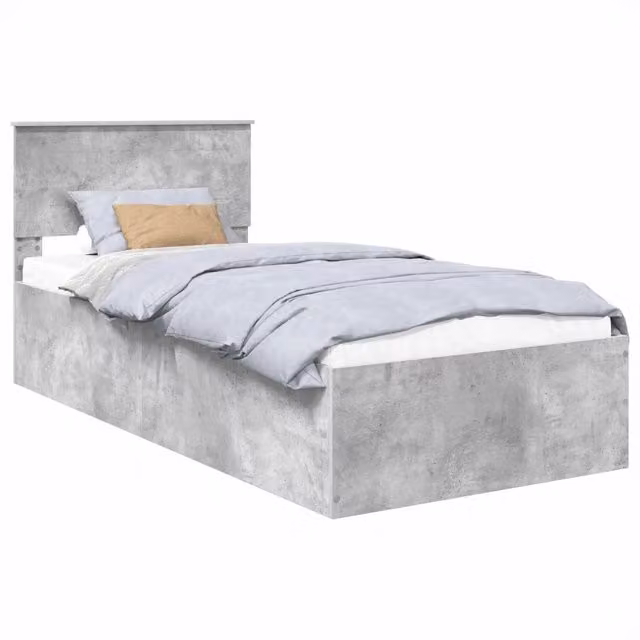 Letto singolo | Letto per adulti | Struttura del letto con testiera Grigio cemento 100 x 200 cm