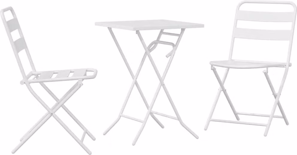 Set Bistro da Giardino 3 pcs Bianco Acciaio