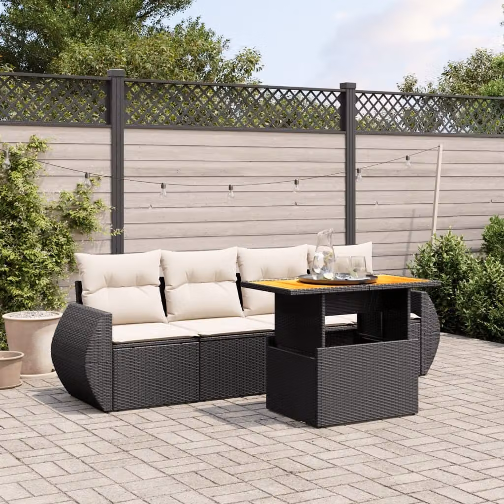 Maison Exclusive - Set Divani da Giardino 5 pz con Cuscini in Polyrattan Nero