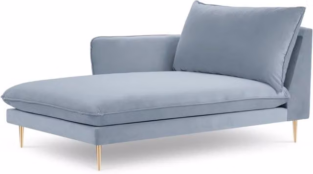 Chaise longue sinistra Vienna di Cosmopolitan Design in velluto azzurro L/P/H: 130 x 95 x 95 cm