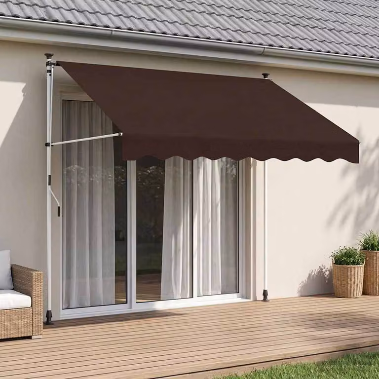 Tenda retrattile manuale vidaXL in poliestere marrone L: 200 cm, P: 115 cm, H: 300 cm