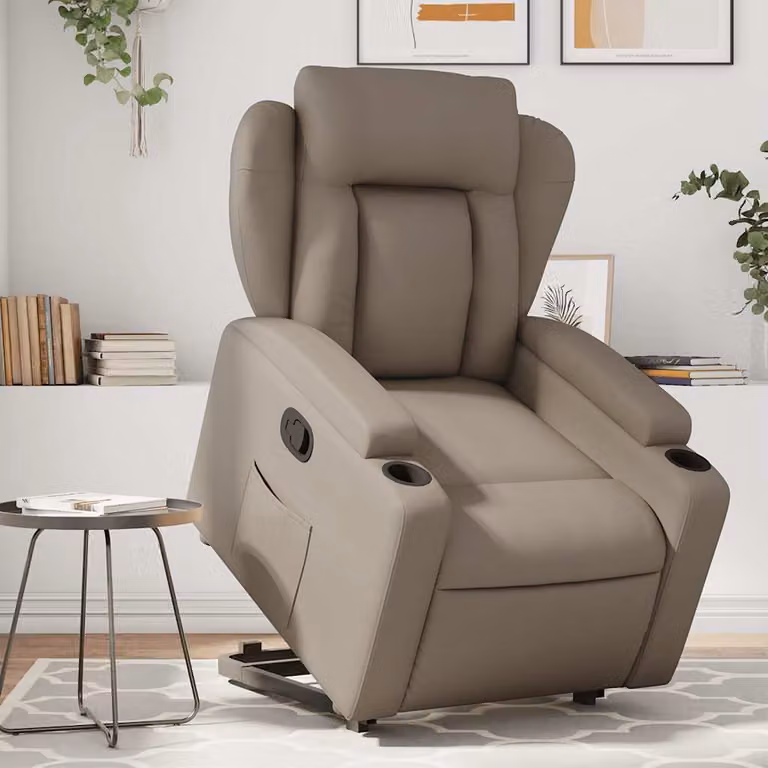 Poltrona Alzapersona Reclinabile vidaXL in Similpelle Beige con Assistenza Elettrica