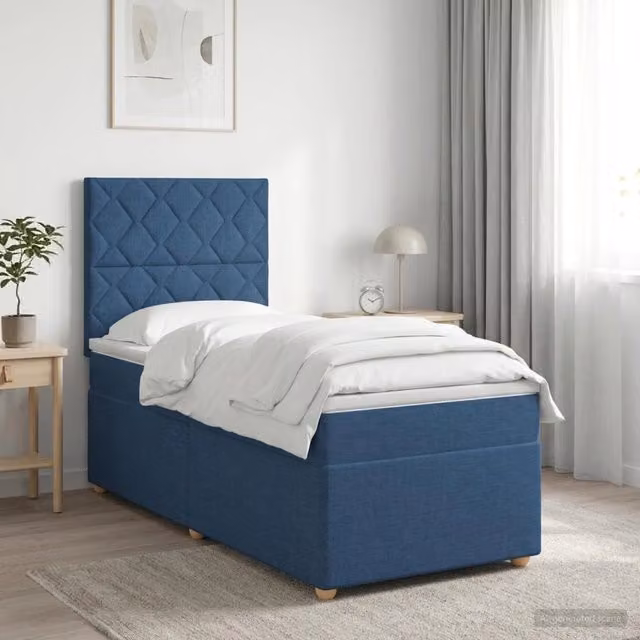 Letto box spring con materasso Blu 90 x 190 cm Tessuto 3453787