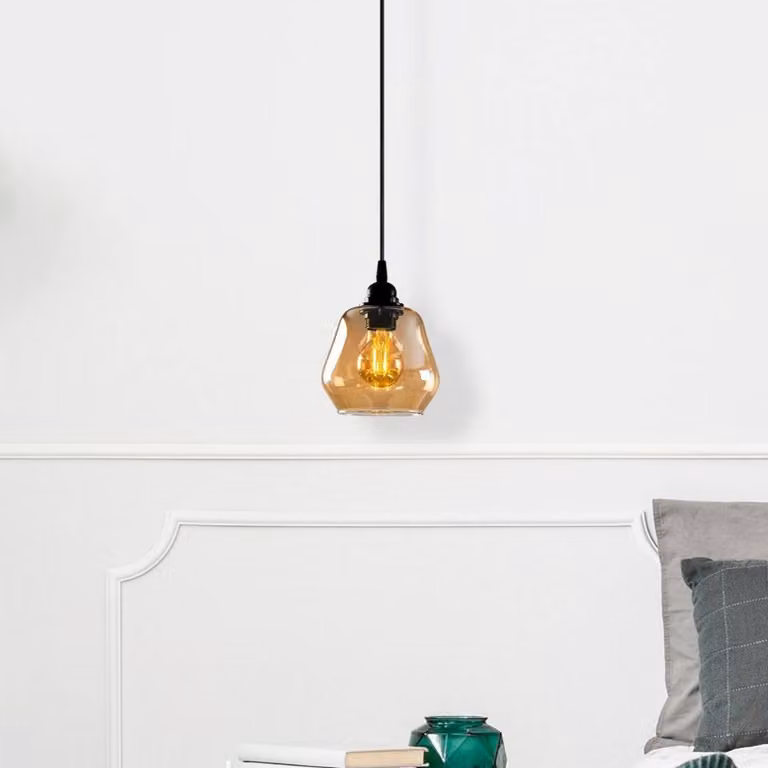Lampada a sospensione in vetro Gold 030 Opviq, dimmerabile, Ottone / Oro, Soggiorno / Sala da pranzo, Vetro, Lampada a sospensione