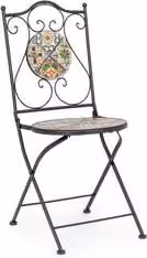 Sedia pieghevole da esterno NAXOS in acciaio con decorazione floreale multicolore