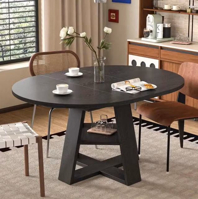 Tavolo da pranzo allungabile ? 110/150x110 cm con ripiano in MDF nero