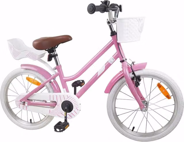 Bicicletta per bambini da 18 pollici rosa con struttura in metallo e pneumatici in gomma