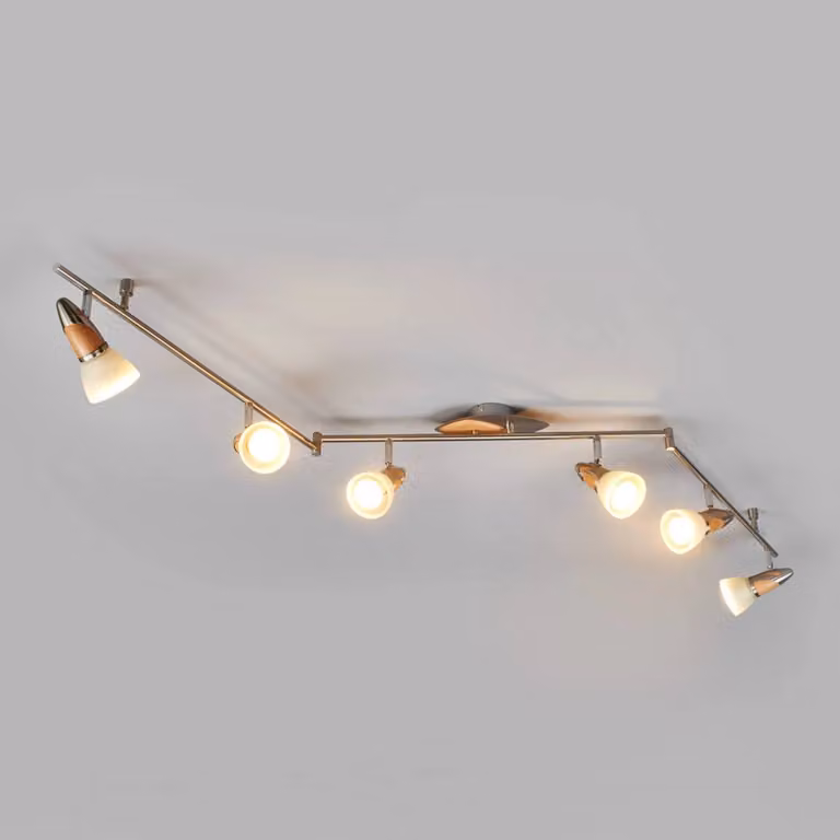 Plafoniera soffitto Marena Lindby, dimmerabile, Legno chiaro, Soggiorno / Sala da pranzo, Metallo, Campagna / Rustiche, Plafoniera
