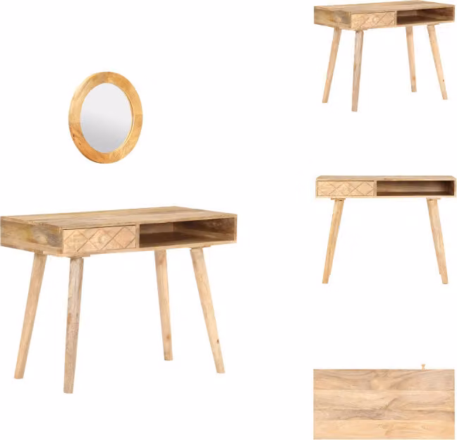 vidaXL Tavolino da toilette 100x50x76 cm in legno massiccio di mango - Tavolini da toilette