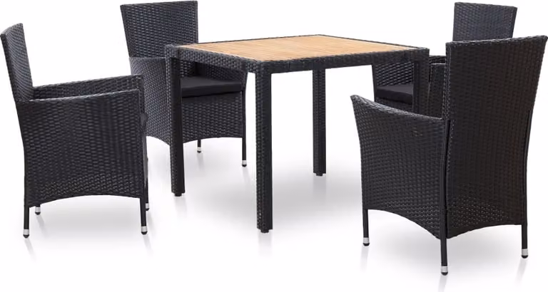 Maison Exclusive - Set da pranzo da giardino a 5 pezzi con cuscini in rattan sintetico nero