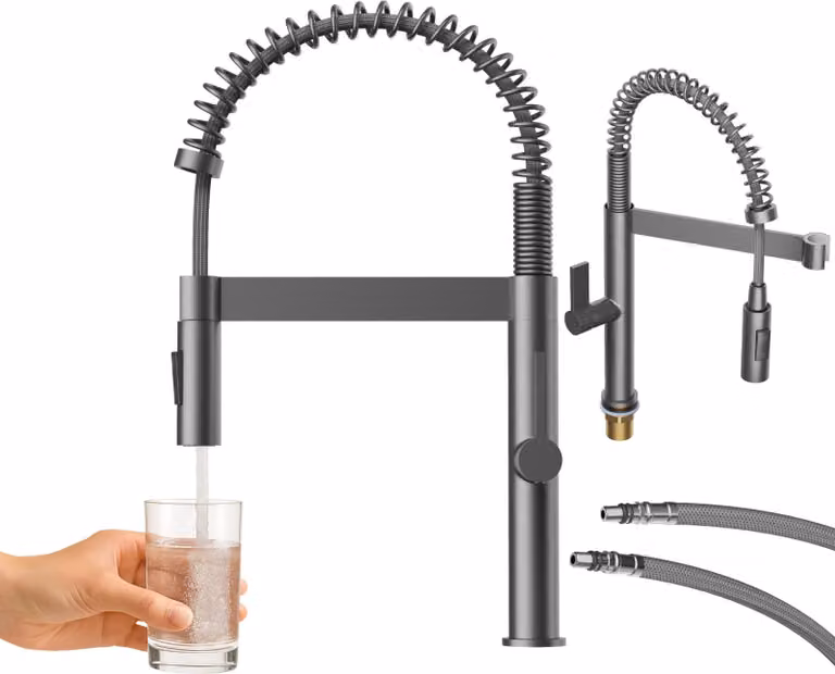 Granitan - Miscelatore cucina - Rubinetto cucina altezza 44 cm - Gun grey - canna flessibile - ELARA