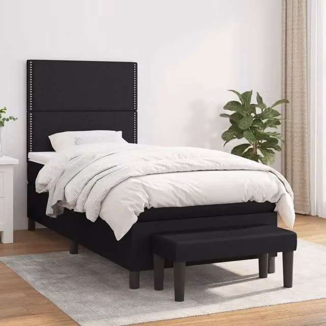 Letto Ibrido con Giroletto a Molle e Materasso vidaXL, Colore Nero e Bianco, L/P/H: 100 x 200 x 203 cm