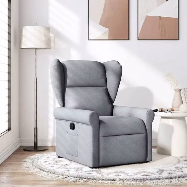 Poltrona Reclinabile Relax vidaXL in Tessuto Grigio con Braccioli e Leva Manuale